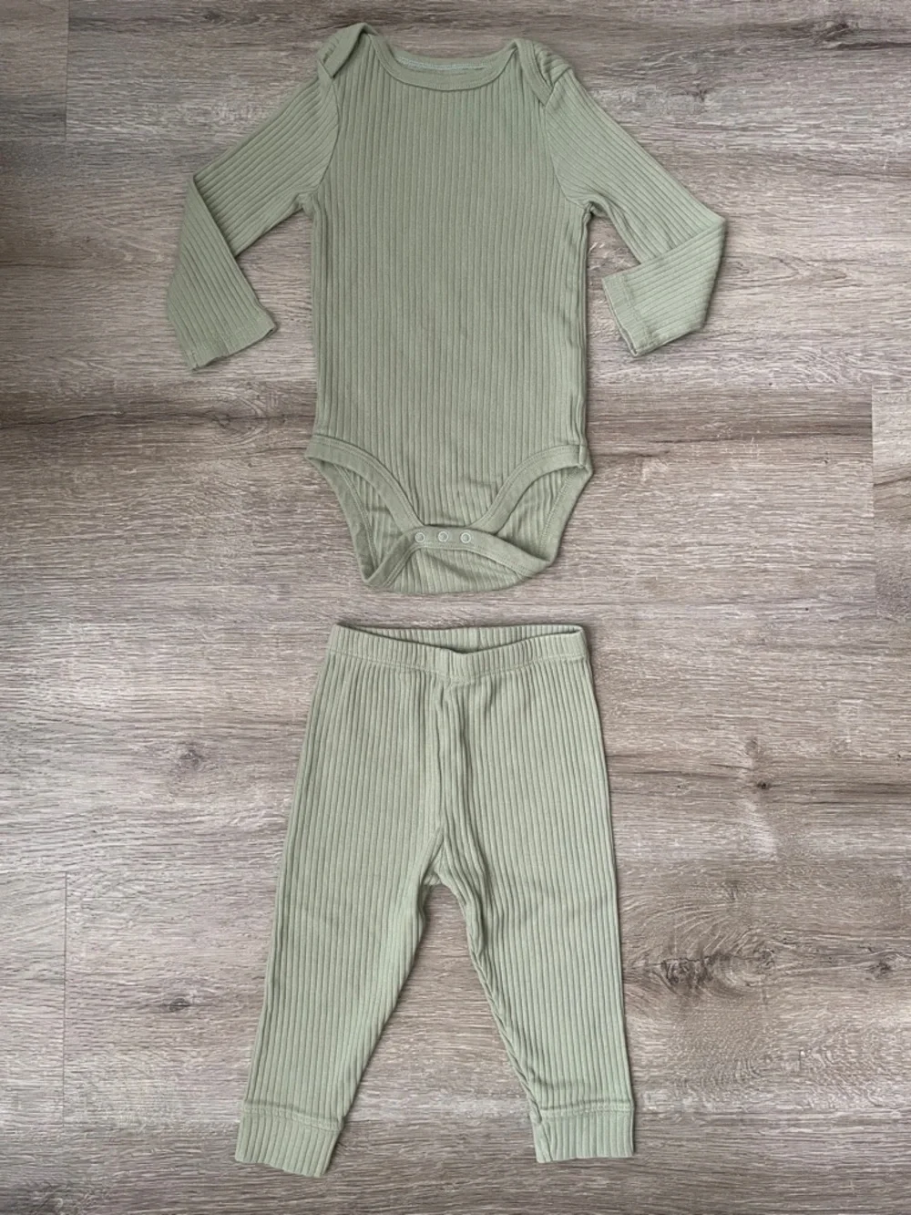 Cloud Island sage green bodysuit and bottoms size 12 months